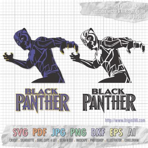 Black Panther Set 1 Black Panther Action Svg Cutting Vector File