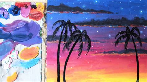 Painting Tutorial For Beginners Starry Tropical Sunset