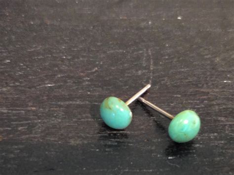 Tiny Turquoise Stud Earrings Aqua Blue Studs Vintage Etsy