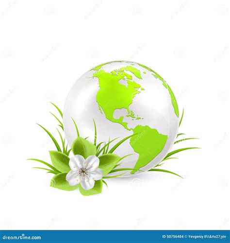 Earth Globe With Flower Stock Vector Illustration Of Environmental