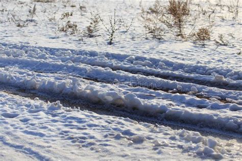 Road Dirt In The Snow In Winter Stock Image Image Of Path Landscape