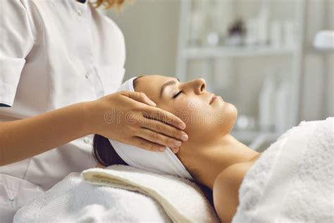 Beautician Makes Facial Massage To The Girl Stock Image Image Of Female Procedure 161545613