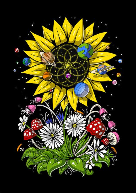 Psychedelic Sunflower Digital Art By Nikolay Todorov Fine Art America