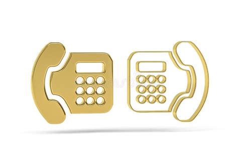 Golden 3d Telephone Icon Isolated On White Background Stock