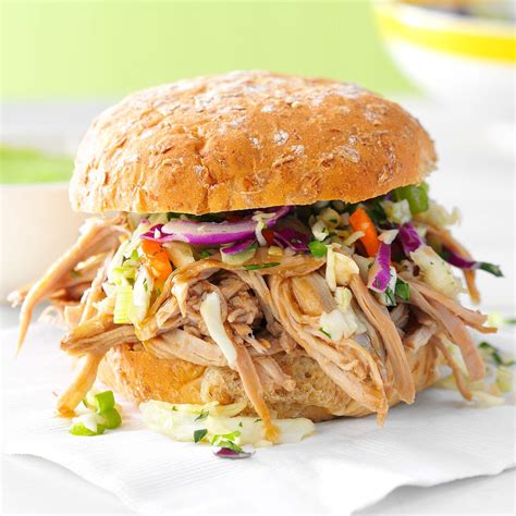 There are vegetables that pair great with pulled pork, or with any type of bbq meat, such as potato or sweet potatoes, sweet corn and roasted . Sesame Pulled Pork Sandwiches Recipe | Taste of Home