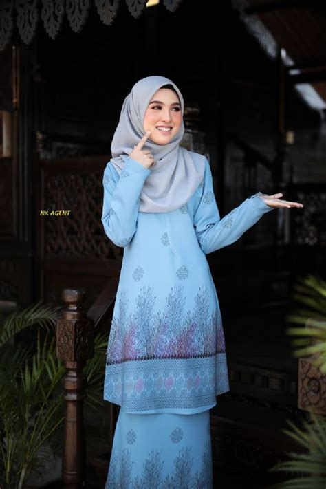 Baju mini kurung modern lace material : Baju Kurung Warna Baby Blue