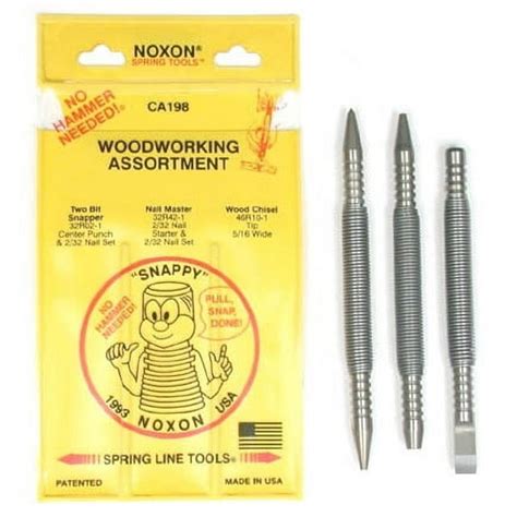 Spring Tools Ca198 3 Pc Center Punch Nail Set And Wood Chisel