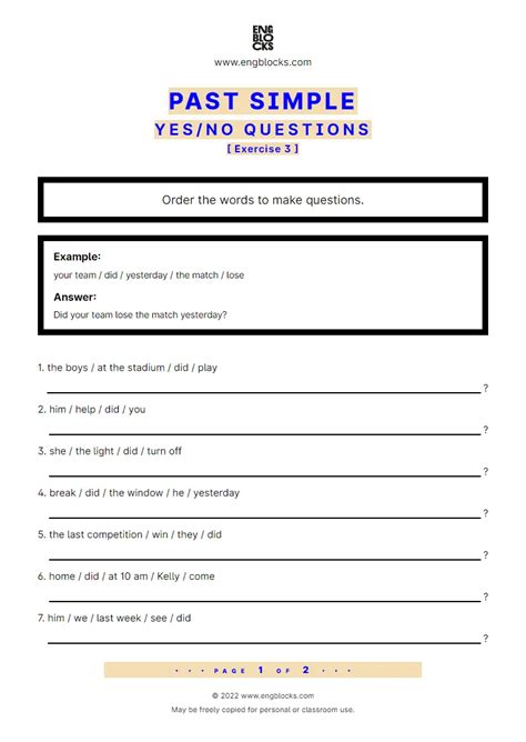Past Simple Yes‌no Question Regular And Irregular Verbs Exercise