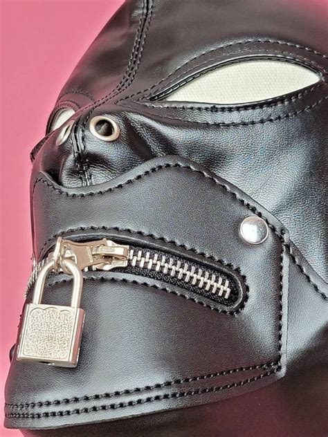 Leather Hood Mask Sensory Deprivation Mask With Zipper Bdsm Etsy