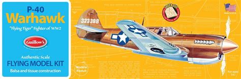 Guillows Curtiss P 40 Warhawk Balsa Wood Model Airplane