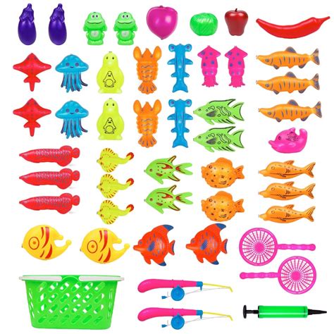 50 Pieces Fishing Toy Bath Magnetic Toys Waterproof Floating Fish