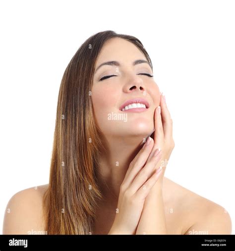 Beauty Woman With Perfect Skin And Manicure And White Smile Isolated On