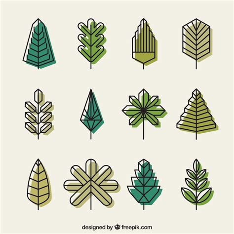 Geometric Green Leaves Vector Free Download