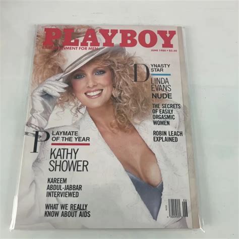 Playboy June Kathy Shower Linda Evans Kareem Abdul Jabbar Dynasty Magazine Picclick