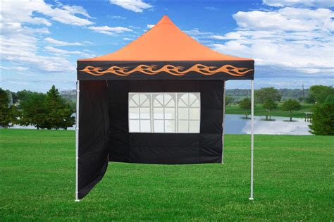 100 square feet of shade:10 feet by 10 feet with straight legs and 10'x10' coverage at the top. 10 x 10 Orange Flame Pop Up Tent Canopy