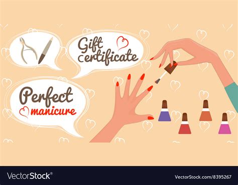 T Certificate Perfect Manicure Nail Salon Vector Image