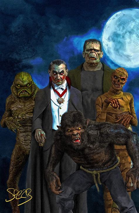 Amazon Com Signed Dracula Wolfman Werewolf Mummy Frankenstein Gillman Creature Black Lagoon