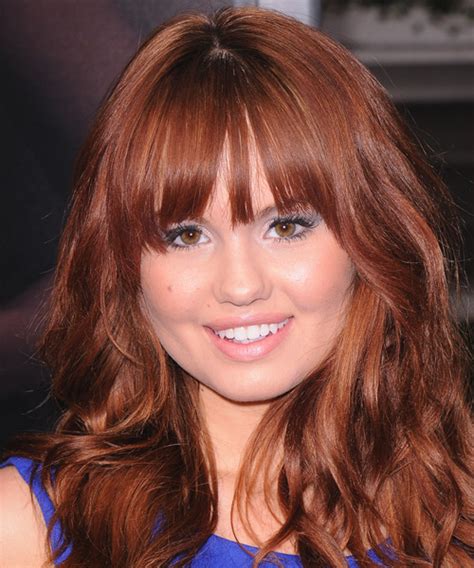 Debby Ryan Long Wavy Casual Hairstyle With Blunt Cut Bangs Medium Red Ginger