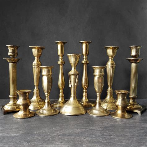 Brass Taper Candle Holders Set Of 11 Polished Mismatched Etsy