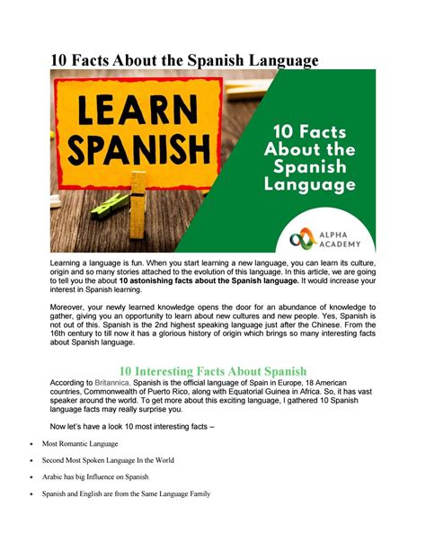 10 Facts About The Spanish Language By Alpha Academy Issuu