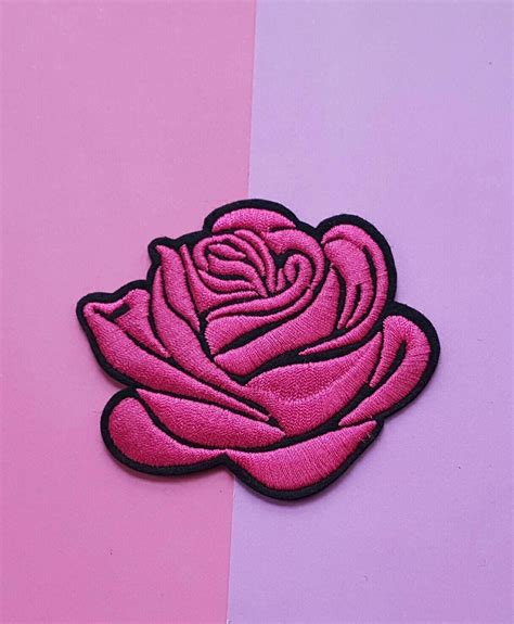PINK ROSE PATCH-Iron On Patch/Flower Patch/Jacket Patch 
