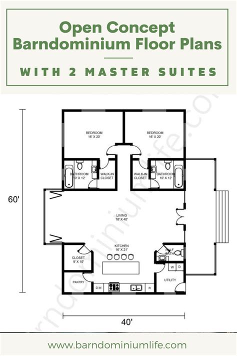 Open Concept Barndominium Floor Plans With 2 Master Suites