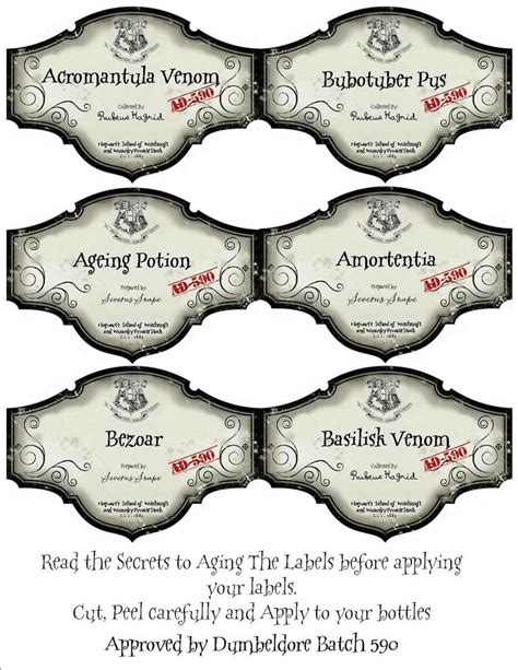 Harry Potter Printable Potion Labels