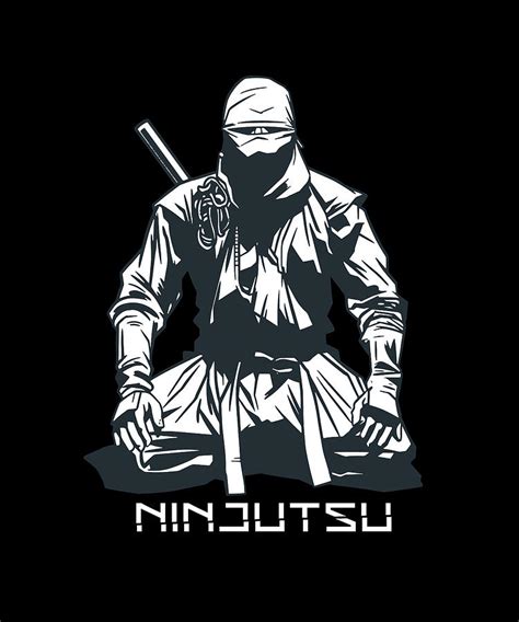 Ninjutsu Kneeling Ninja With Sword Shadow Warrior Digital Art By Norman W