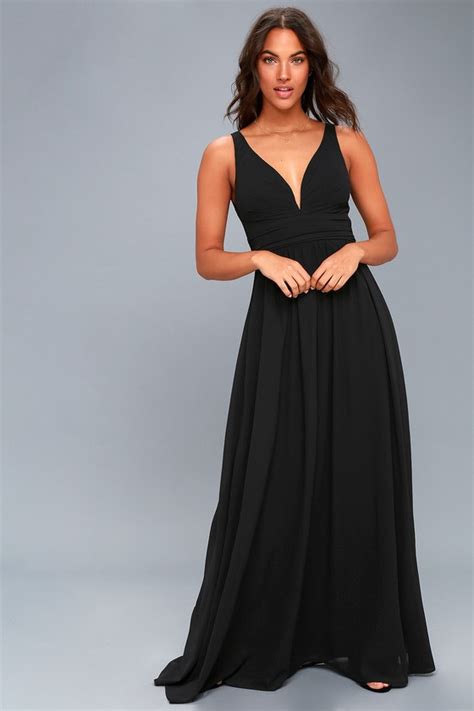 Elegant Maxi Dress Black Dress Plunging Maxi Dress