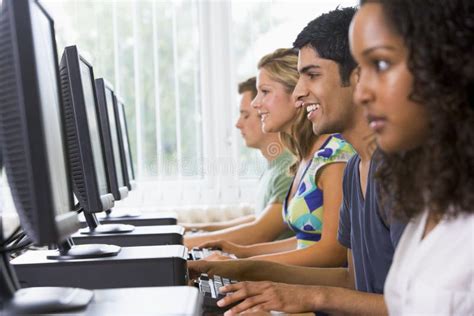 College Students In A Computer Lab Stock Photo Image Of Class