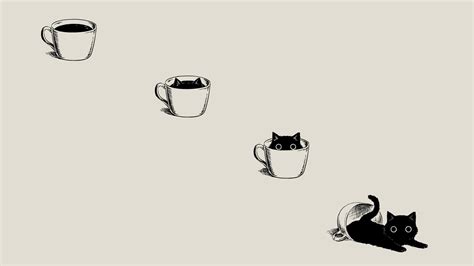 Black Cat On White Cup Clip Art Anime Manga Minimalism Simple