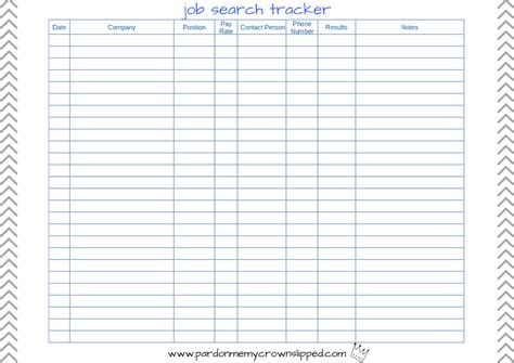 Job Search Tracker Printable