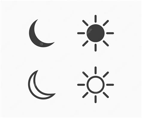 Lua E Sol ícone Vetorial Símbolo Plano E Estilo De Linha Vetor Premium