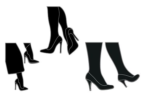 Line Art Silhouette Outline Of Female Legs In A Pose Shoes Stilettos