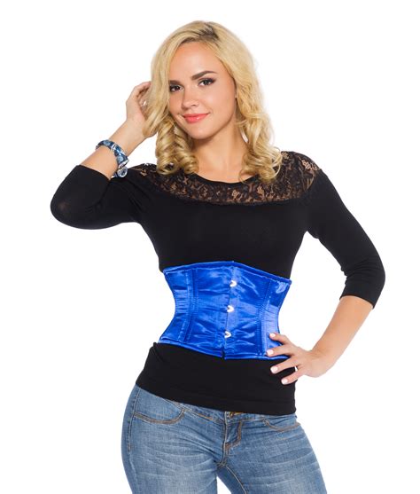 bella blue satin underbust steel boned corset glamorous corset