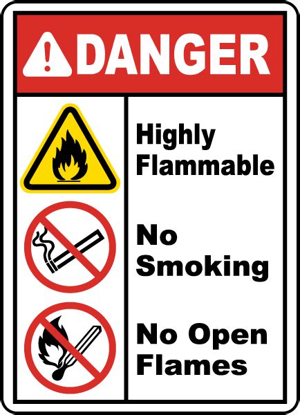 Highly Flammable No Smoking Sign Save 10 Instantly