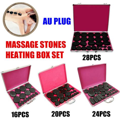 16202428pcs Hot Massage Stone Basalt Stones Set Rock Spa Massage Heat Box Kit Ebay