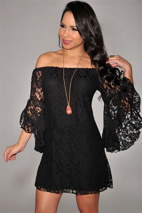 Black Lace Off The Shoulder Cheap Nightclub Dresses Online Store For