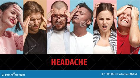 Group Of Stressed People Having Headache Stock Image Image Of