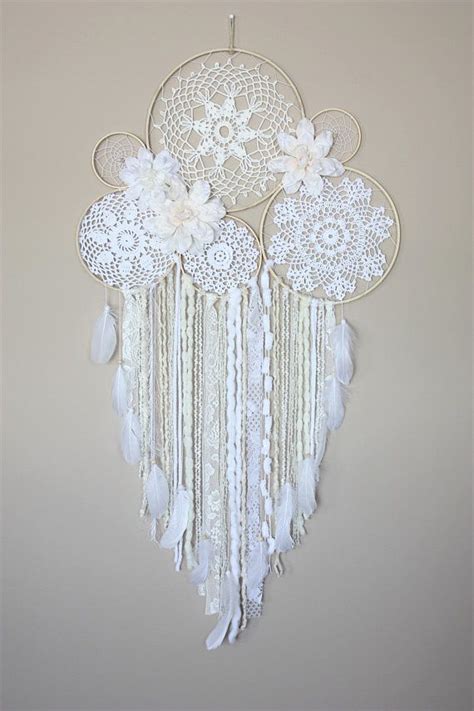 Large Dreamcatcher Wall Hanging White Cream Dream Catcher Floral