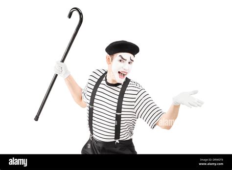 Mime Artist Holding A Cane And Gesturing Stock Photo Alamy