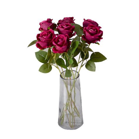 10 Pcs Artificial Roses Silk Flowers Fake Single Stem Rose Bud Bridal
