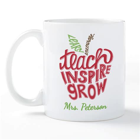 Teach Inspire Grow Personalized Apple Mug