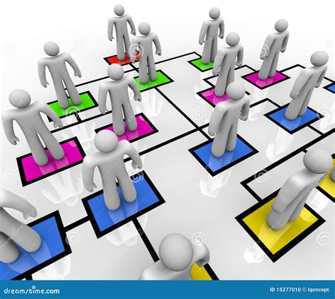 Organizational Chart People In Colored Boxes Stock Illustration