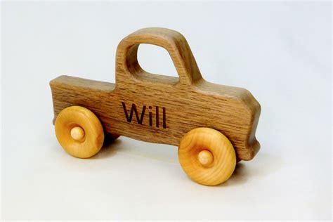 Hand Crafted Wooden Truck Push Toy Customized With Name By Three