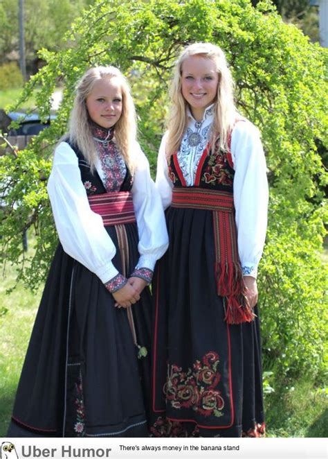Norwegian Girls Dressed In Traditional Folk Costume Funny Pictures