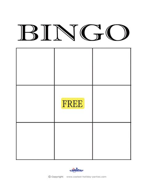 Free Printable 4x4 Blank Bingo Cards