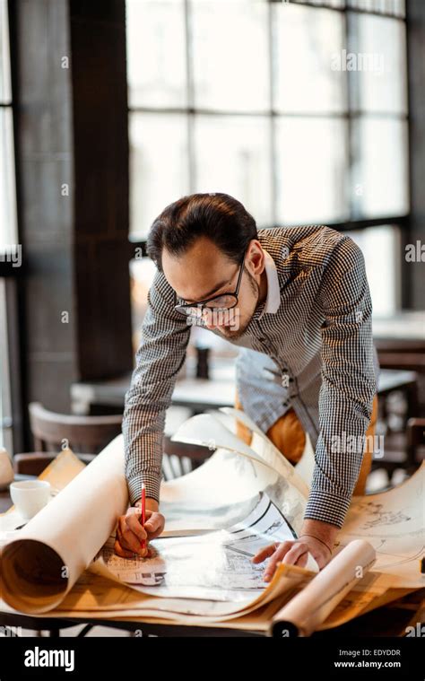 Architect Working Stock Photo Alamy