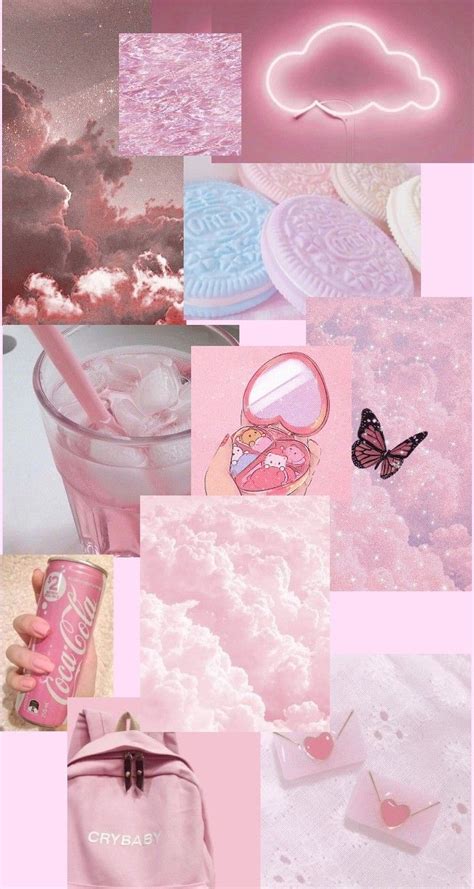 The Collage Has Pink And Blue Images With Clouds Butterflies And