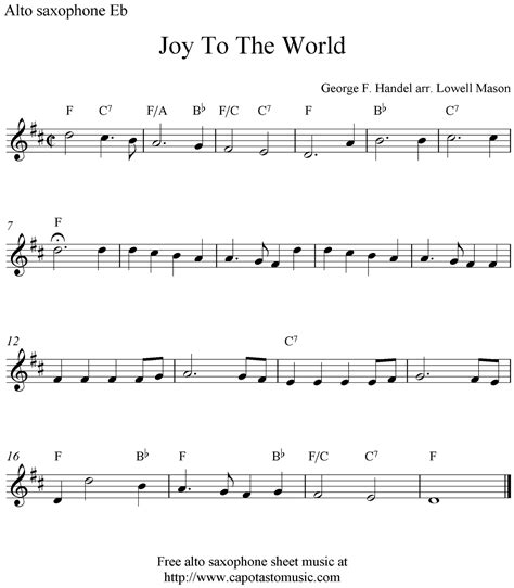 Easy Sheet Music For Beginners Joy To The World Free Christmas Alto